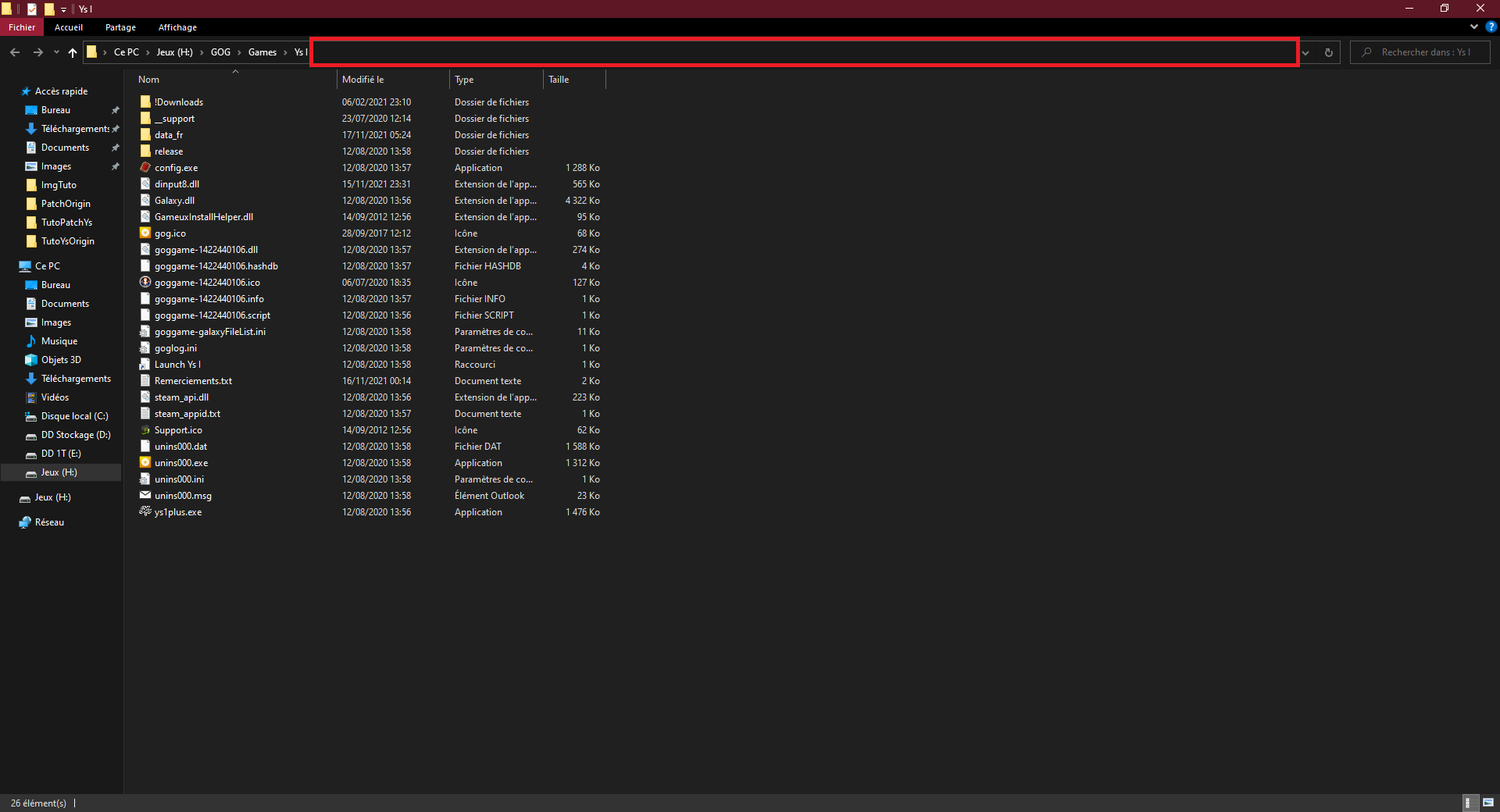 Recupération du chemin du jeux
