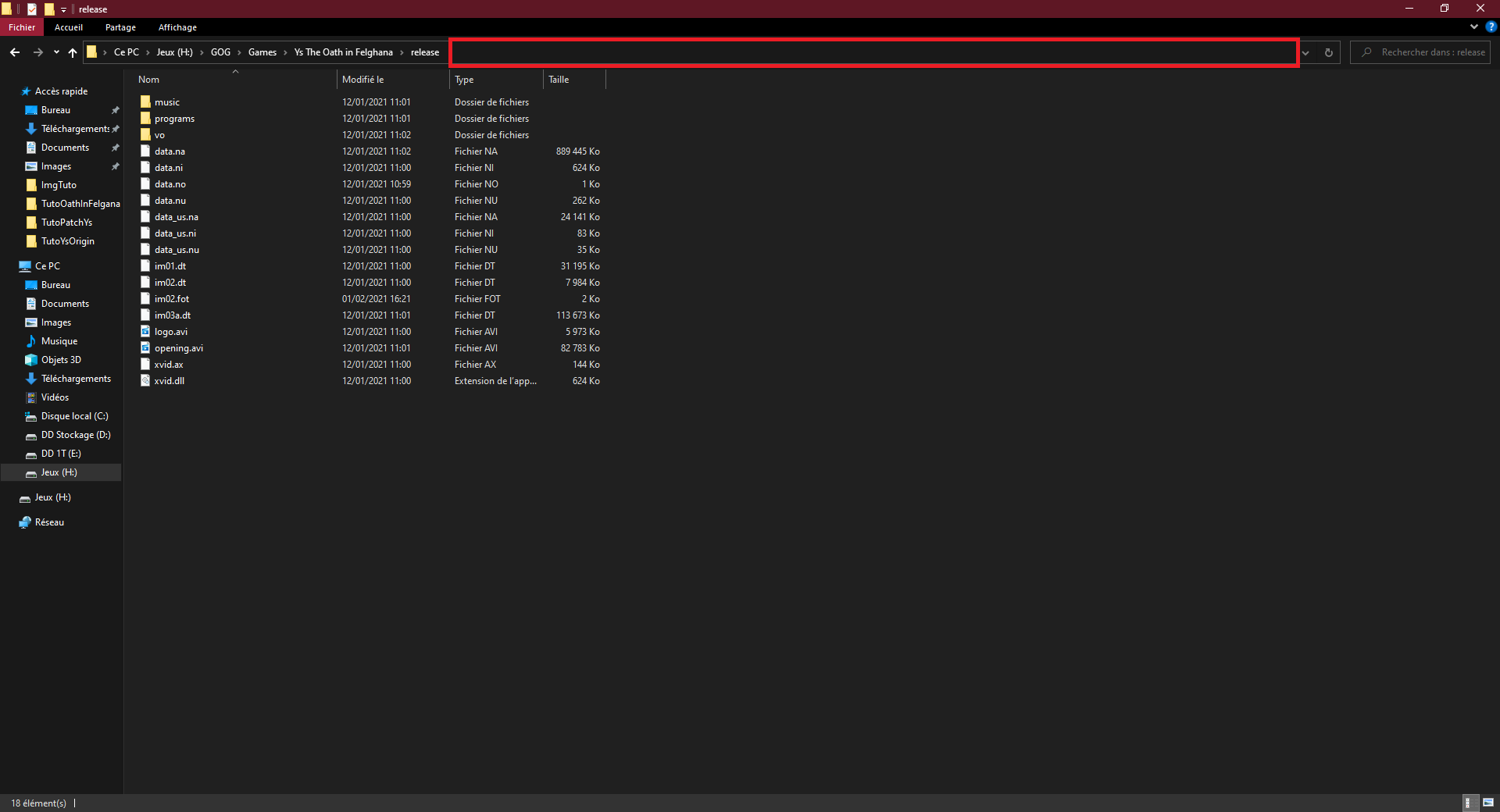 Recupération du chemin du jeux
