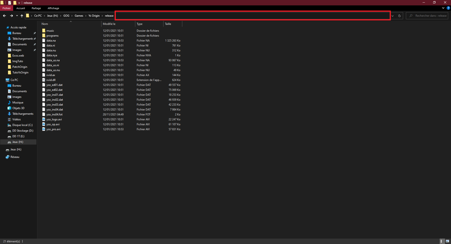 Recupération du chemin du jeux