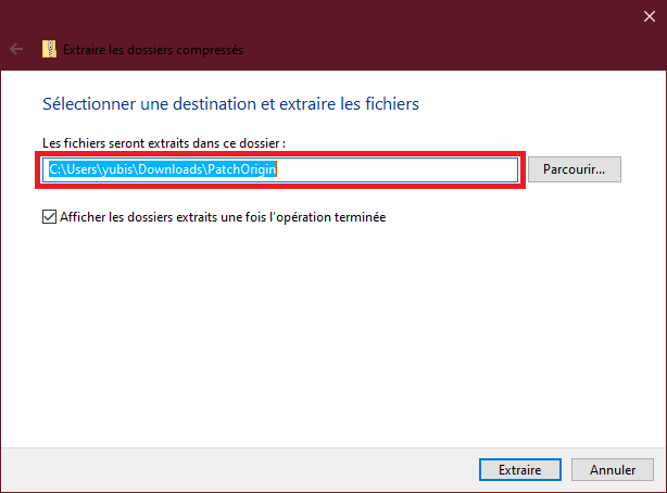 Recupération du chemin du jeux